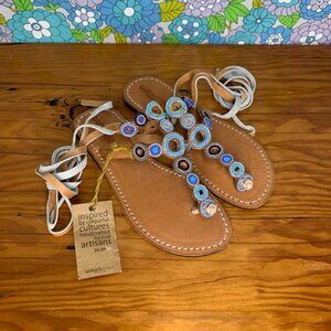 ##NWTS## LaidBack London Conroy Leather Beaded Sandals Size:38